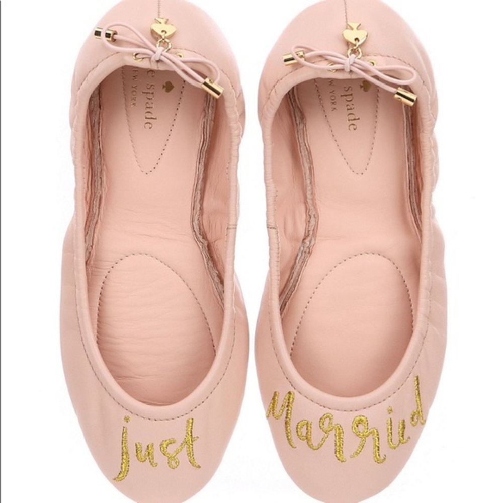 Kate Spade Leather Gwen “Just Married flats Pink 9